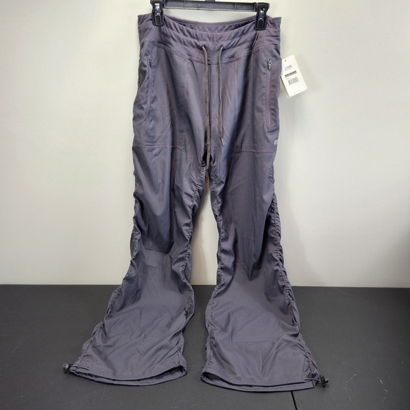 Marika Pants - Marika Womens Nine Iron Gray Ribbed Ruched Activewear Pants MT5931FA L